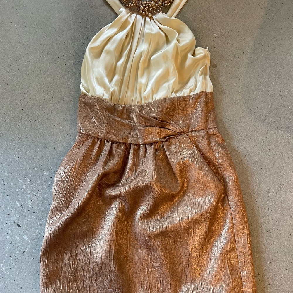 It Has Pockets! Cream and Gold Cocktail Dress